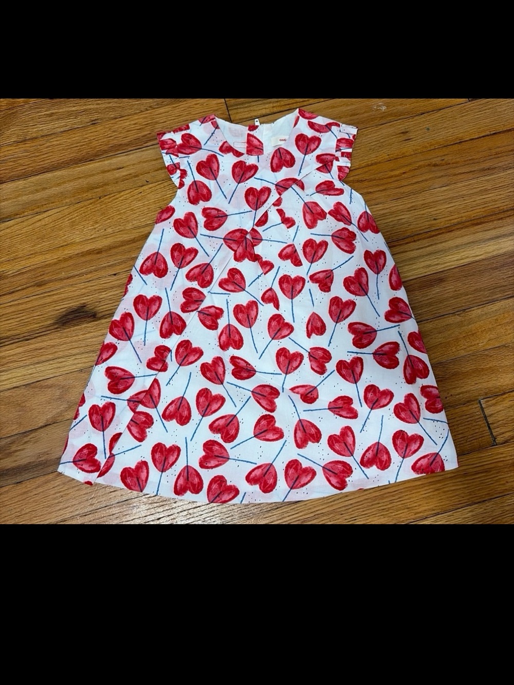 Catimini White Dress with Red Heart Print